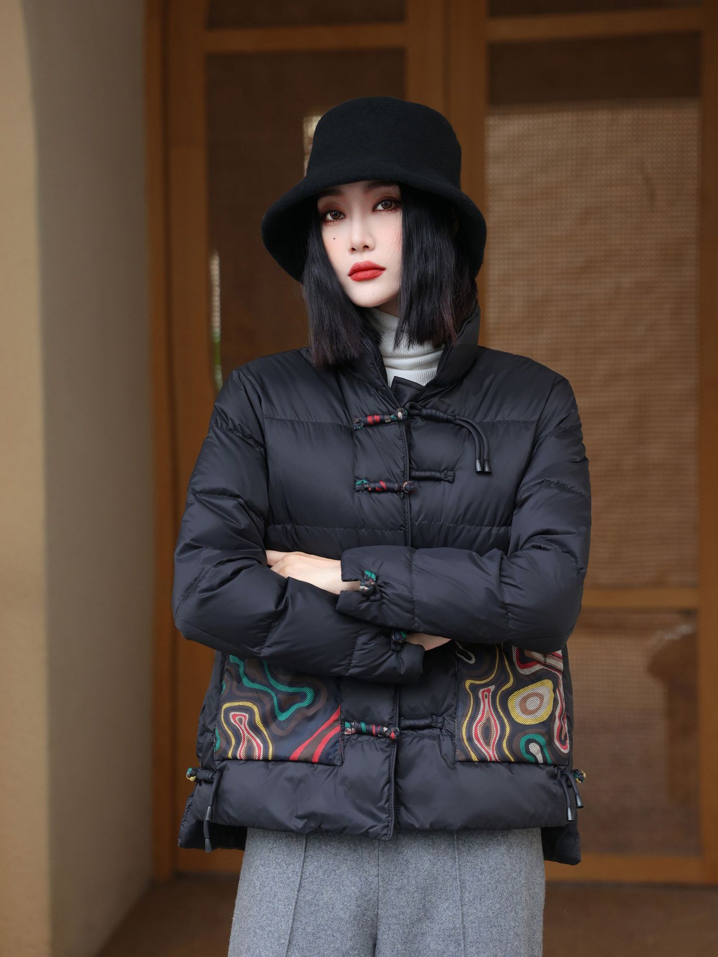 Chinese Retro Down Jacket Women's Stand Collar Chinese Retro Down Jacket Women's Stand Collar