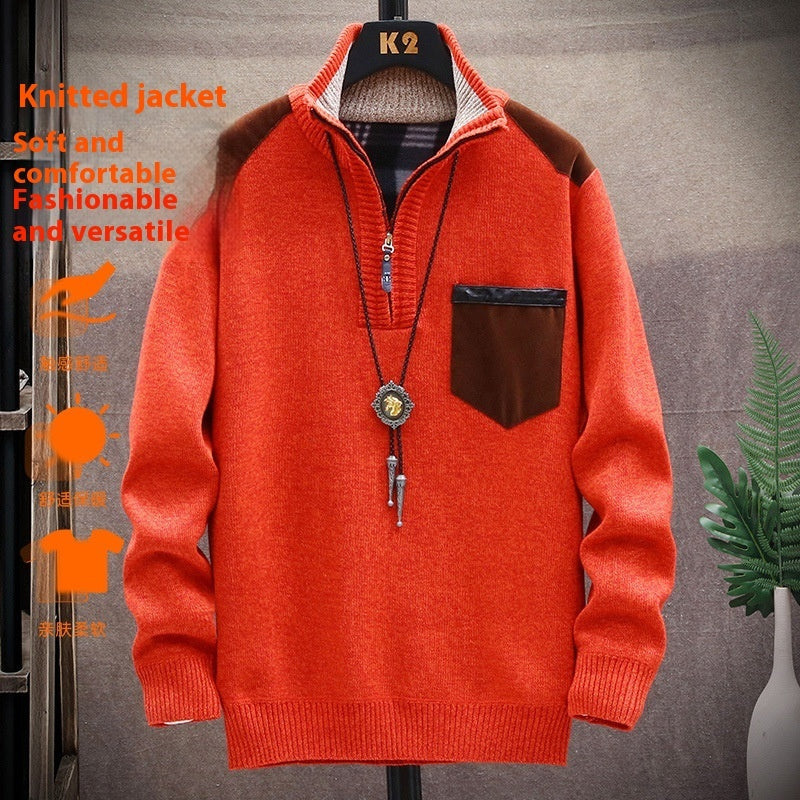 Men's Half Turtleneck Zipper Thick Needle Sweater Fashion Men's Half Turtleneck Zipper Thick Needle Sweater Fashion