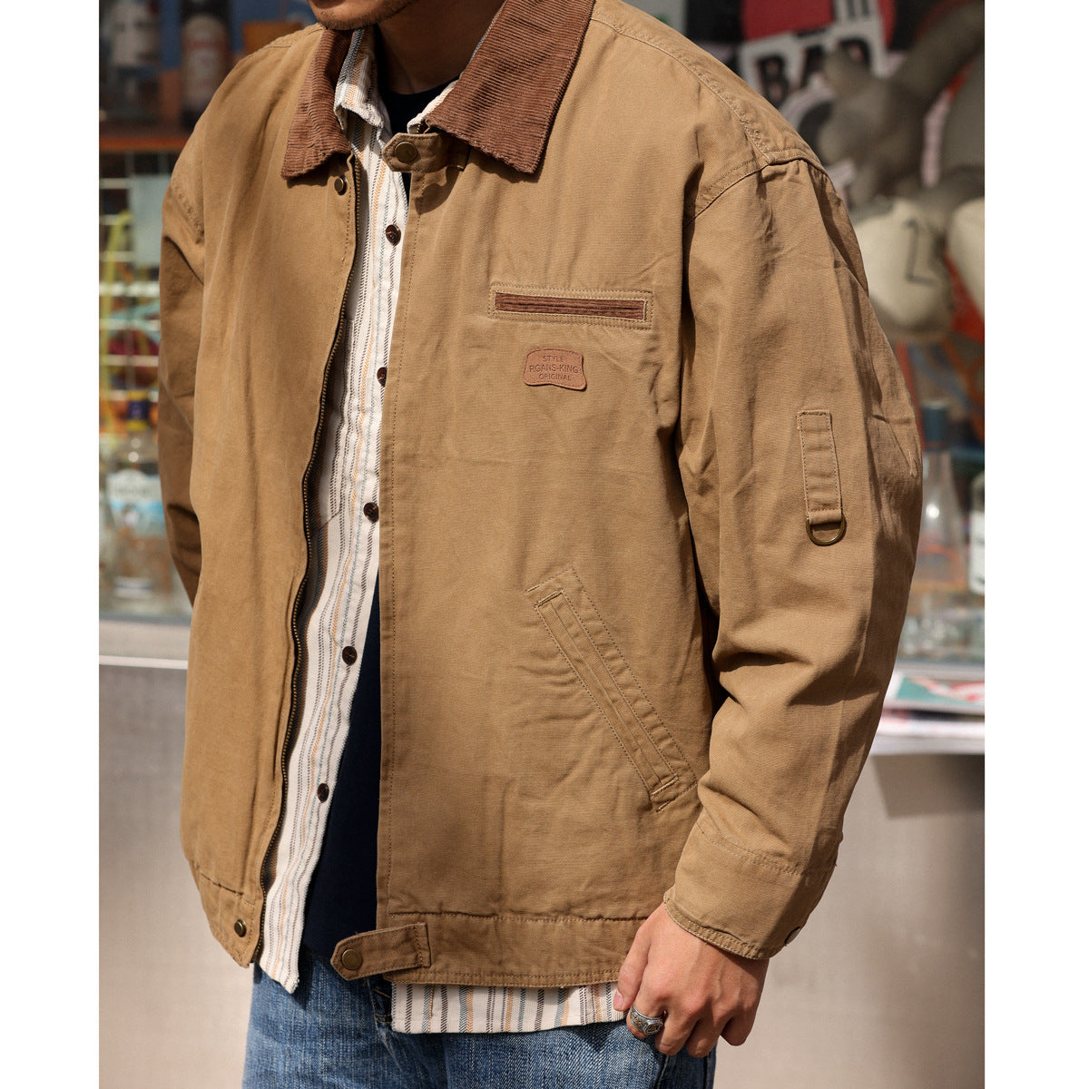 Retro Heavy Canvas Jacket Lapel Day Coat Autumn Retro Heavy Canvas Jacket Lapel Day Coat Autumn