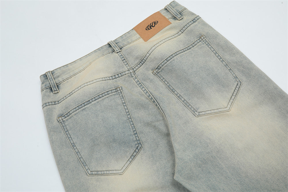 Washed White Straight Jeans For Men Washed White Straight Jeans For Men