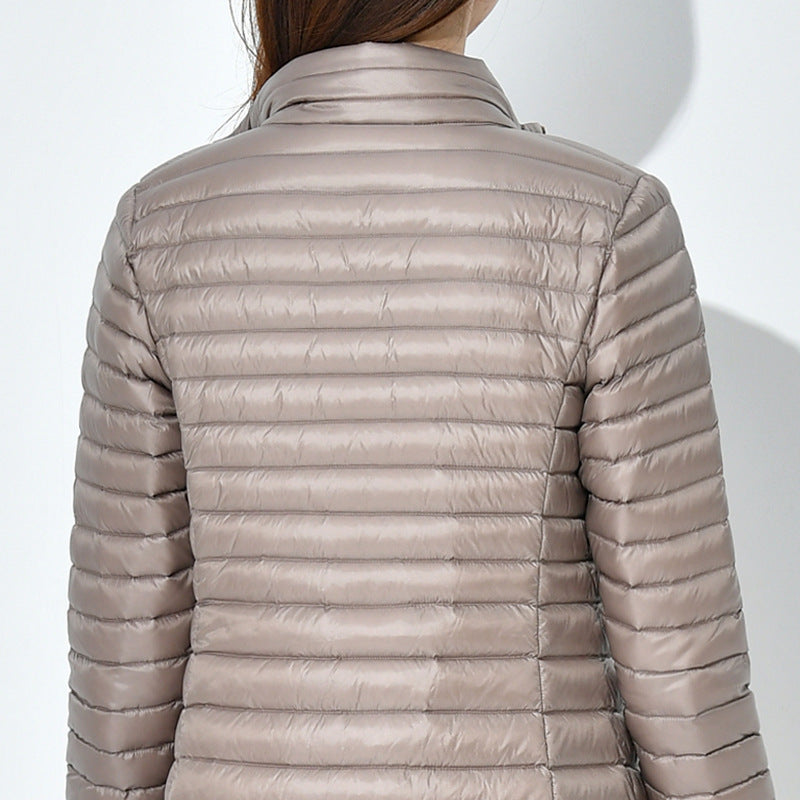 Autumn And Winter New Down Jacket Women's Lightweight Stand Collar Mid-length Slim Fit Slimming Plus Size Coat Autumn And Winter New Down Jacket Women's Lightweight Stand Collar Mid-length Slim Fit Slimming Plus Size Coat