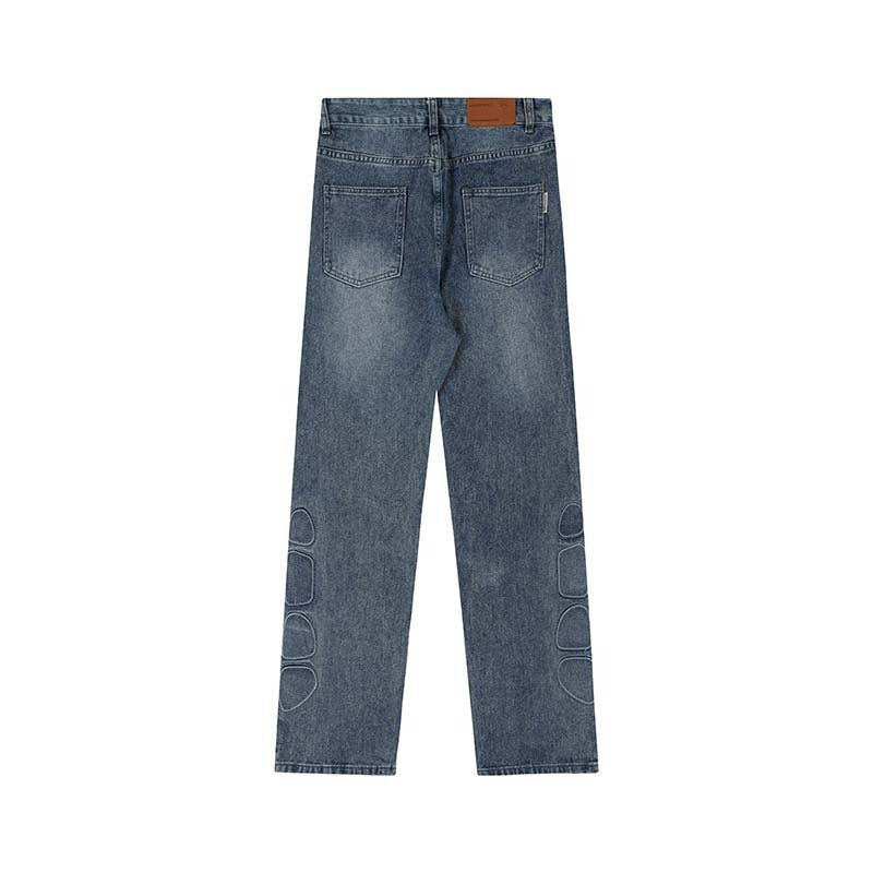 American-style Retro Street Washed Wide-leg Jeans For Men American-style Retro Street Washed Wide-leg Jeans For Men
