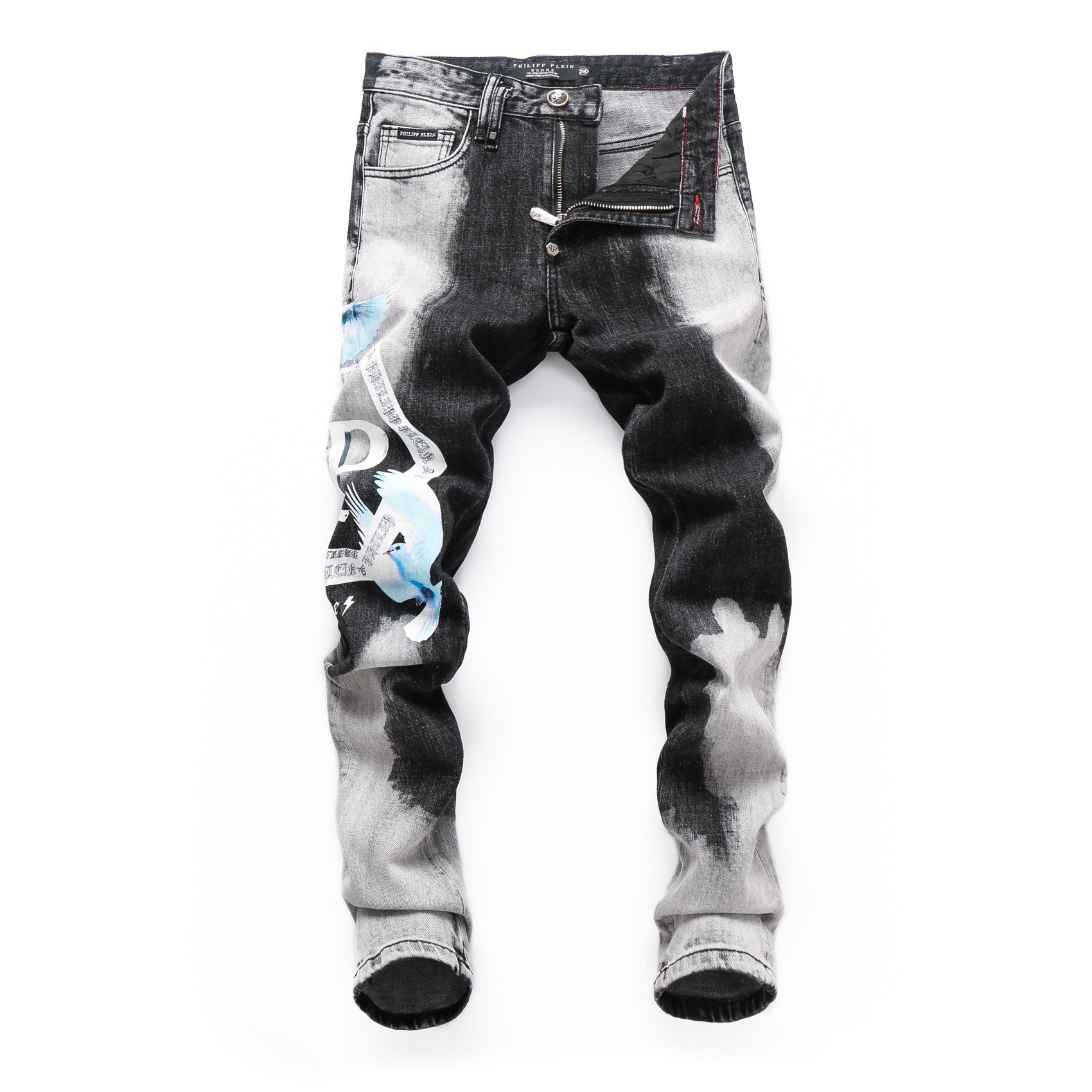 Human Bone Ripped Beggar Jeans Fashion Men Human Bone Ripped Beggar Jeans Fashion Men