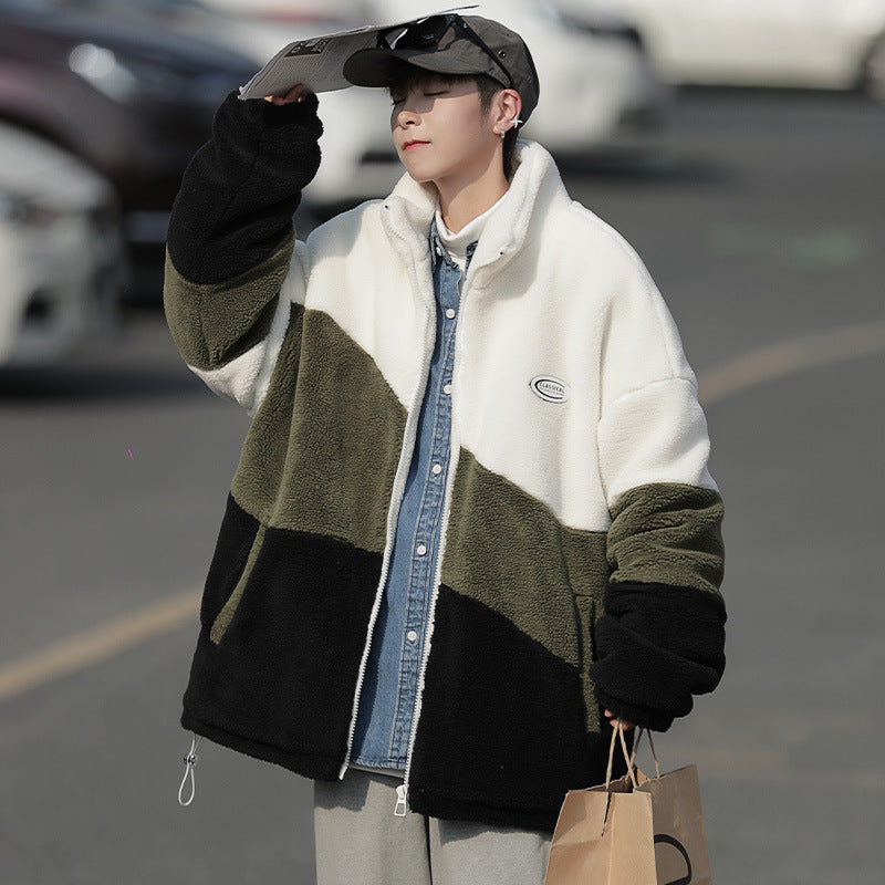 Color Stitching Thickened Cotton Cashmere Jacket Color Stitching Thickened Cotton Cashmere Jacket