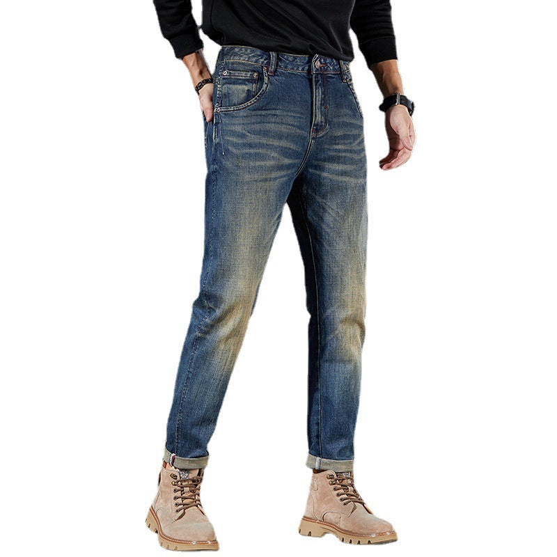Nostalgic Washed Men's Trousers Retro Trendy Pencil Pants Nostalgic Washed Men's Trousers Retro Trendy Pencil Pants