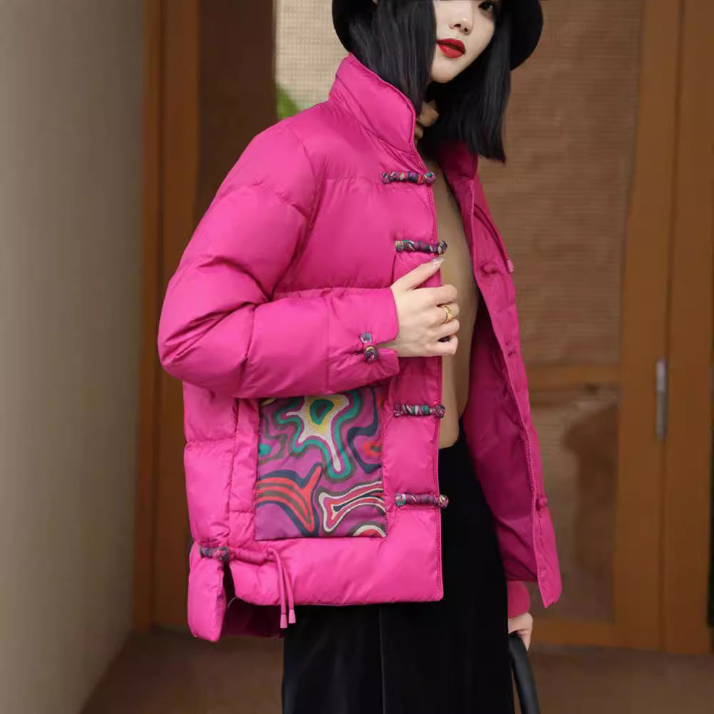 Chinese Retro Down Jacket Women's Stand Collar Chinese Retro Down Jacket Women's Stand Collar