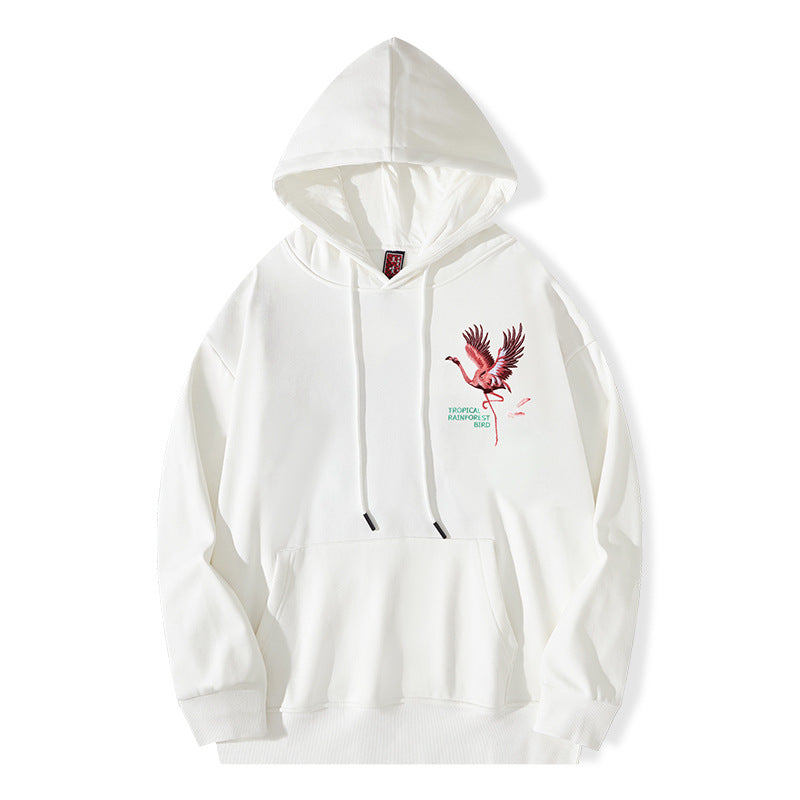 Autumn And Winter New High Street Flamingo Embroidered Hoodie Autumn And Winter New High Street Flamingo Embroidered Hoodie