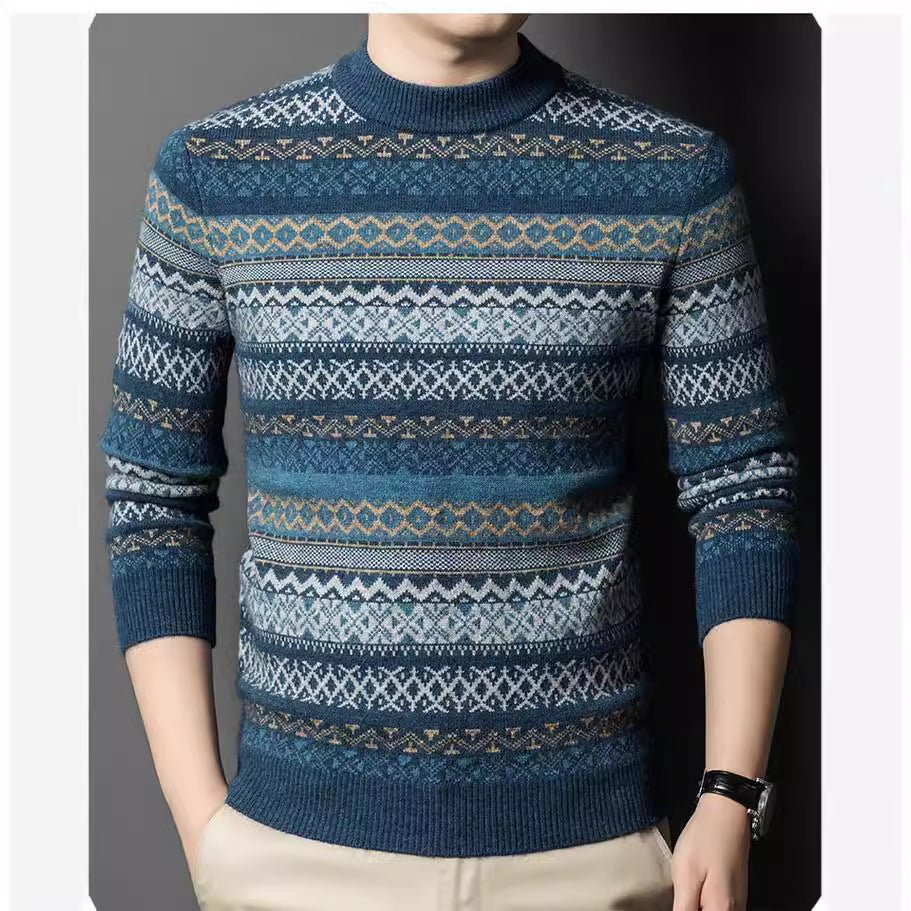 Men's Pullover Thickened Striped Sweaters Bottoming Shirt Men's Pullover Thickened Striped Sweaters Bottoming Shirt