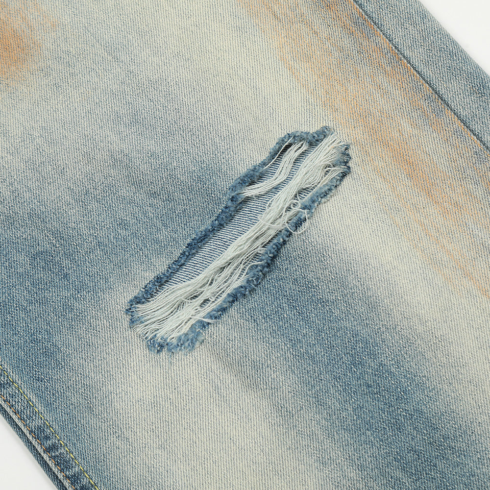 Tie-dyed Ripped Jeans Fashion Brand American Men Tie-dyed Ripped Jeans Fashion Brand American Men
