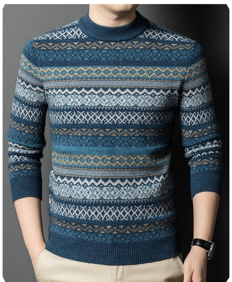 Men's Pullover Thickened Striped Sweaters Bottoming Shirt Men's Pullover Thickened Striped Sweaters Bottoming Shirt