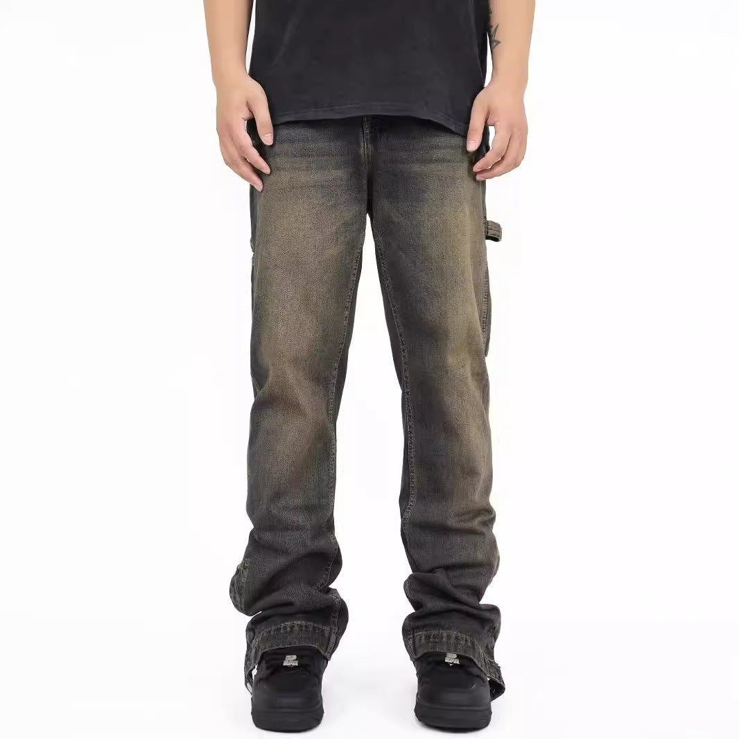 Street Scrape Straight High Street Casual Jeans Men Street Scrape Straight High Street Casual Jeans Men