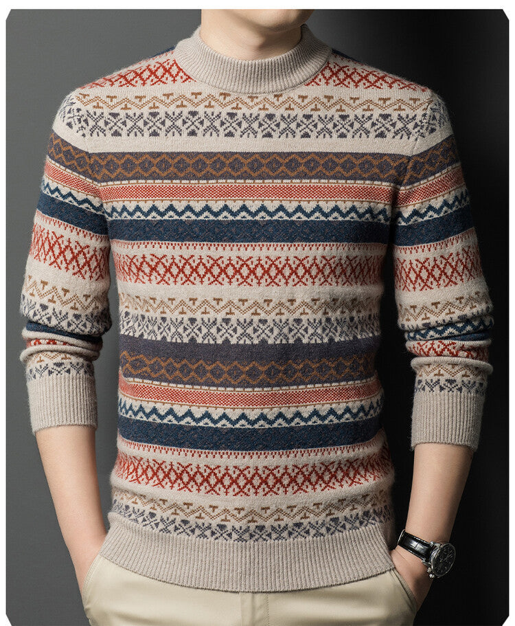 Men's Pullover Thickened Striped Sweaters Bottoming Shirt Men's Pullover Thickened Striped Sweaters Bottoming Shirt