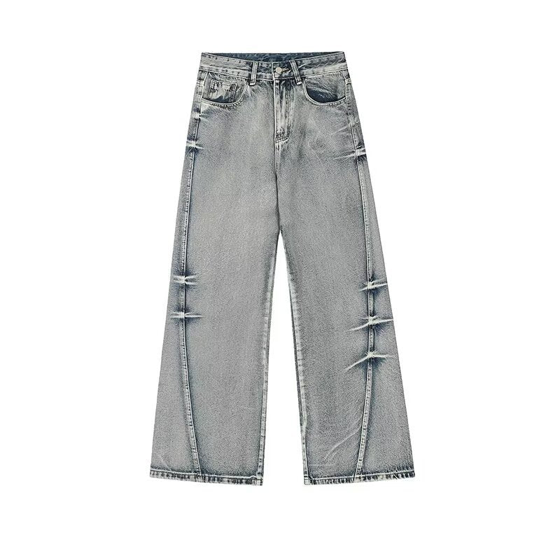 Washed Worn Jeans Men's Loose Washed Worn Jeans Men's Loose