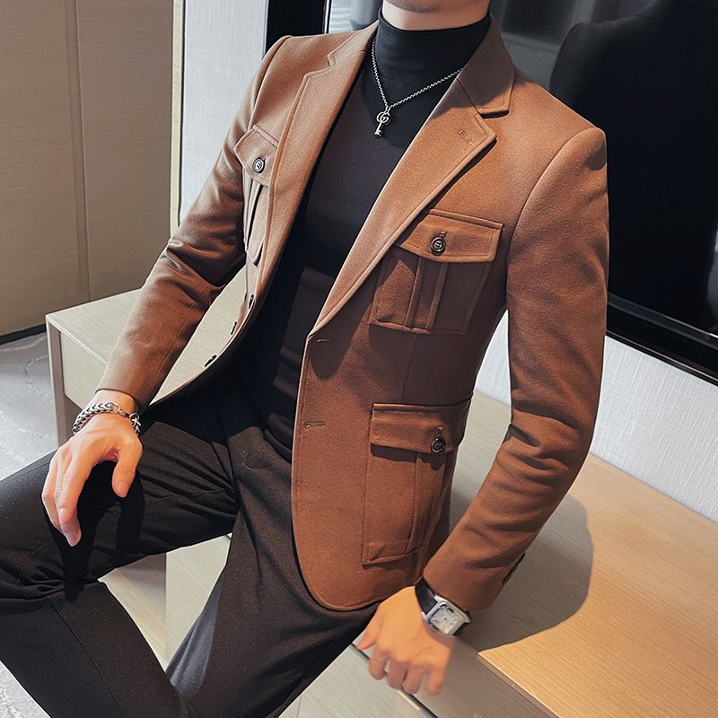Woolen Suit Men's Single-breasted Suit Jacket Woolen Suit Men's Single-breasted Suit Jacket
