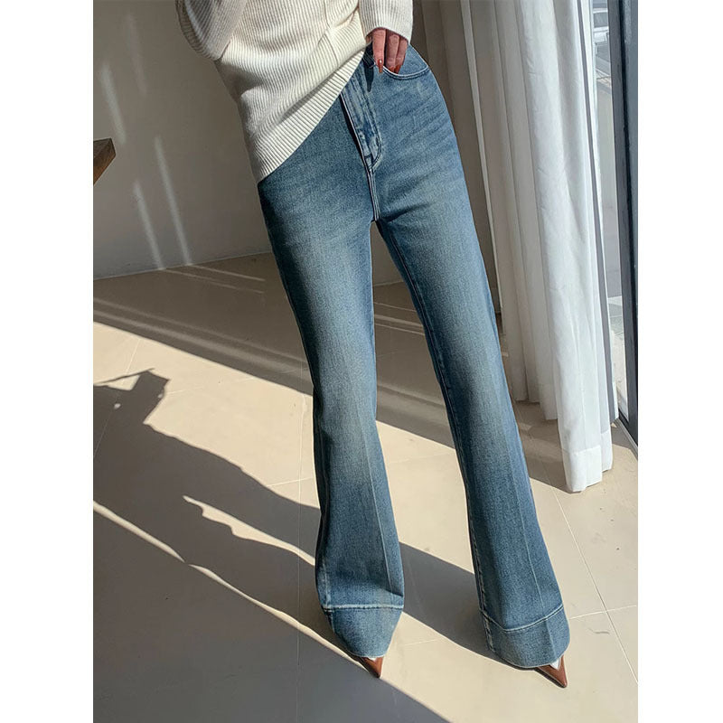 French Style Temperament Retro Washed Jeans For Women French Style Temperament Retro Washed Jeans For Women