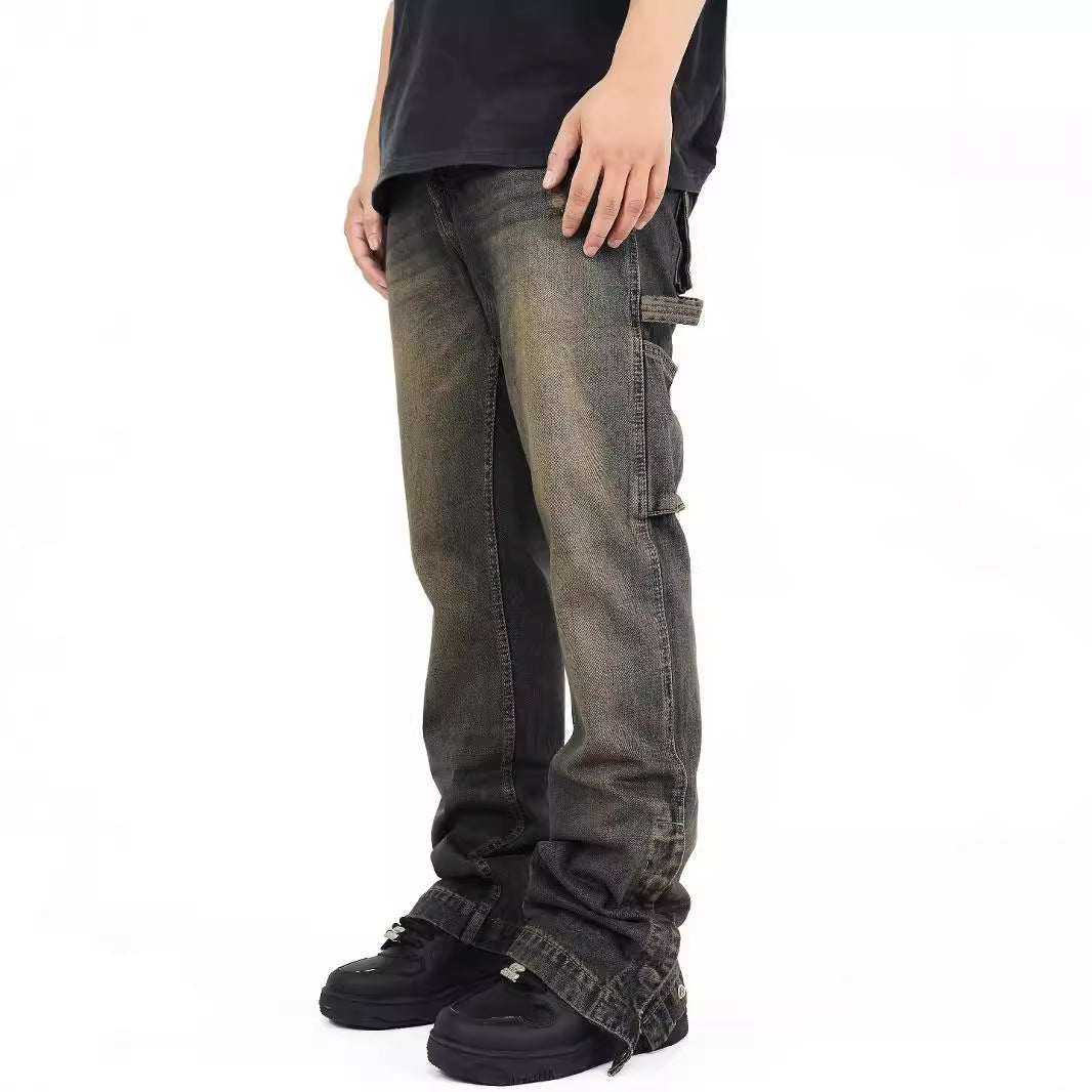 Street Scrape Straight High Street Casual Jeans Men Street Scrape Straight High Street Casual Jeans Men