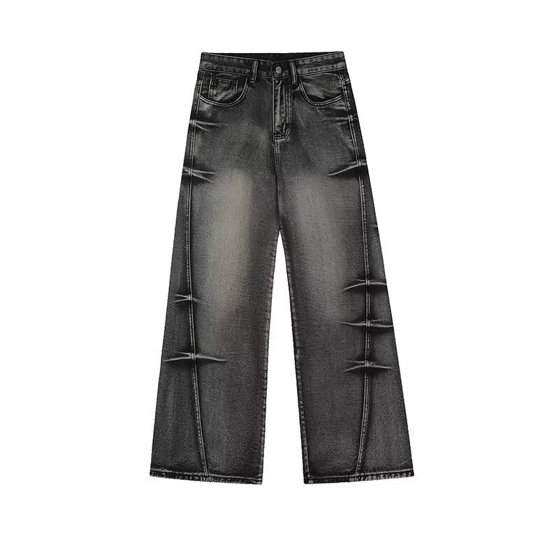 Washed Worn Jeans Men's Loose Washed Worn Jeans Men's Loose