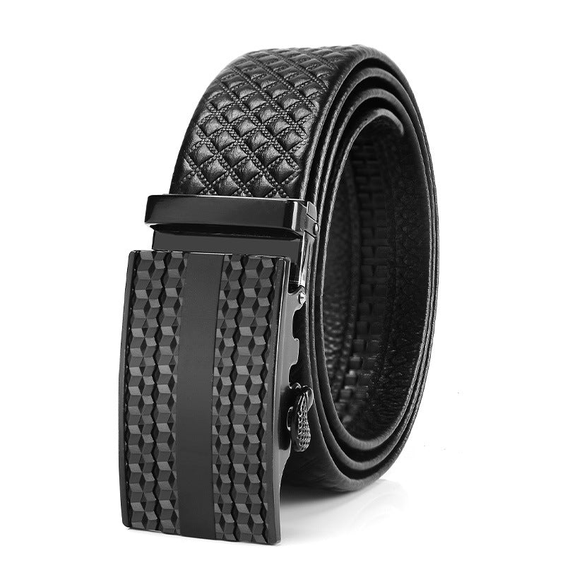 Genuine Leather Men's Automatic Buckle Belt Genuine Leather Men's Automatic Buckle Belt