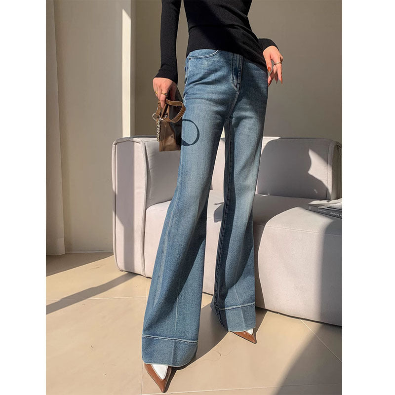 French Style Temperament Retro Washed Jeans For Women French Style Temperament Retro Washed Jeans For Women