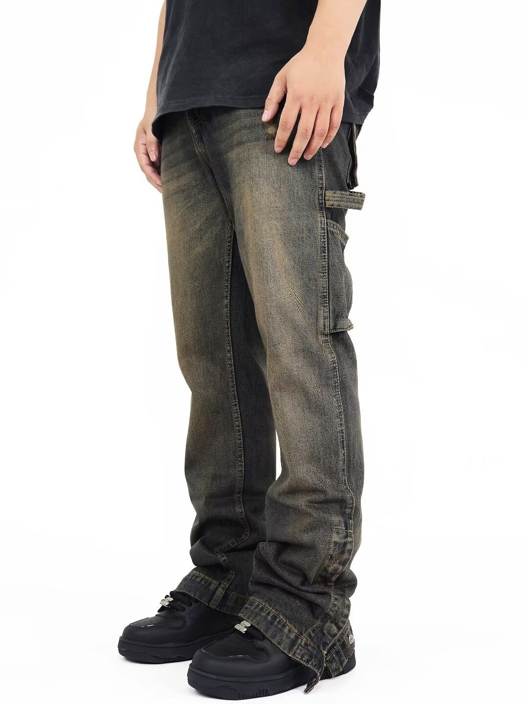 Street Scrape Straight High Street Casual Jeans Men Street Scrape Straight High Street Casual Jeans Men