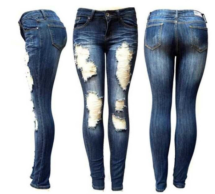 European And American Style Women Ripped Slimming Jeans European And American Style Women Ripped Slimming Jeans