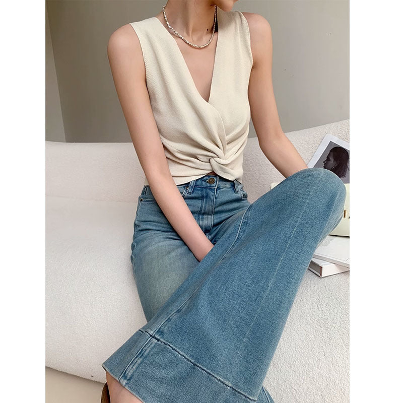 French Style Temperament Retro Washed Jeans For Women French Style Temperament Retro Washed Jeans For Women