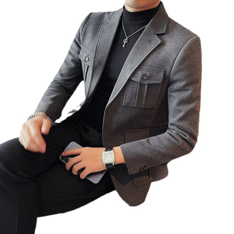 Woolen Suit Men's Single-breasted Suit Jacket Woolen Suit Men's Single-breasted Suit Jacket