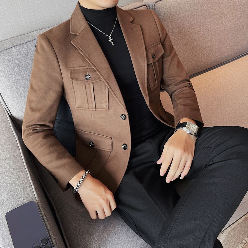 Woolen Suit Men's Single-breasted Suit Jacket Woolen Suit Men's Single-breasted Suit Jacket