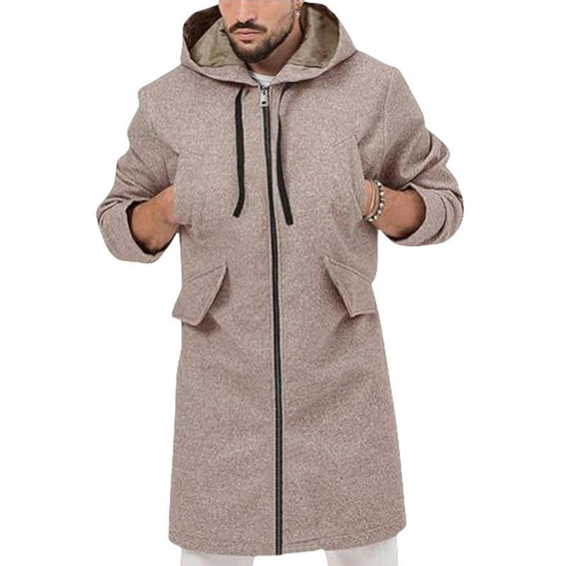 Hooded Jacket Single Zipper Cardigan Woolen Men's Coat Hooded Jacket Single Zipper Cardigan Woolen Men's Coat