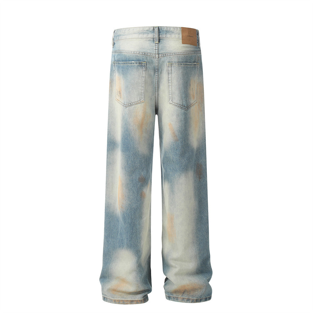 Tie-dyed Ripped Jeans Fashion Brand American Men Tie-dyed Ripped Jeans Fashion Brand American Men