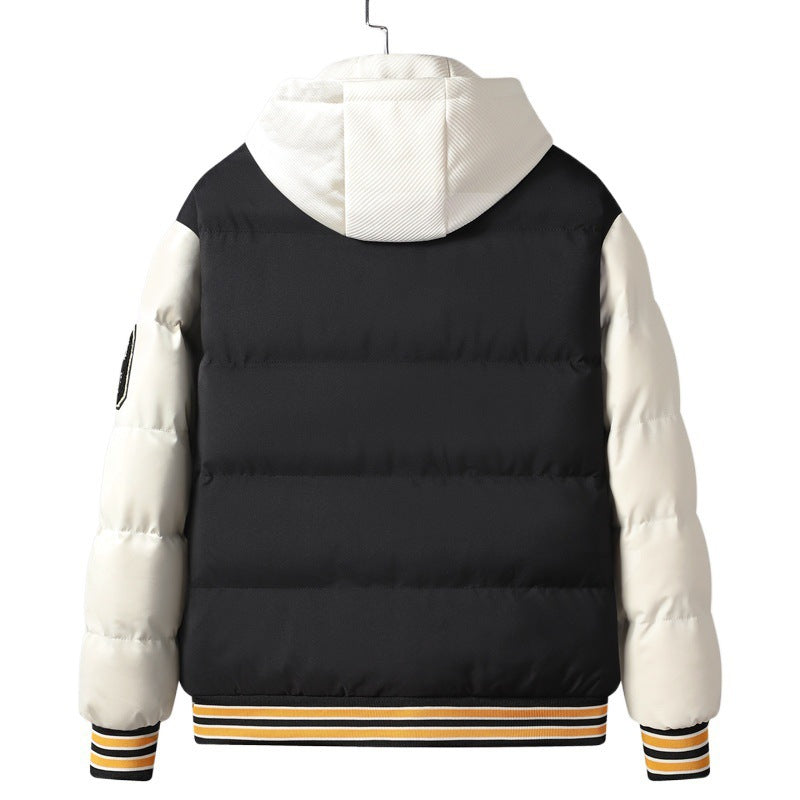 Men's Korean-style Slim-fit Green Hooded Thickened Thermal Coat Men's Korean-style Slim-fit Green Hooded Thickened Thermal Coat