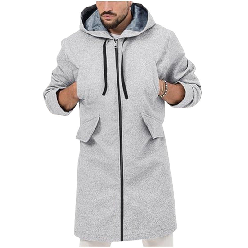 Hooded Jacket Single Zipper Cardigan Woolen Men's Coat Hooded Jacket Single Zipper Cardigan Woolen Men's Coat