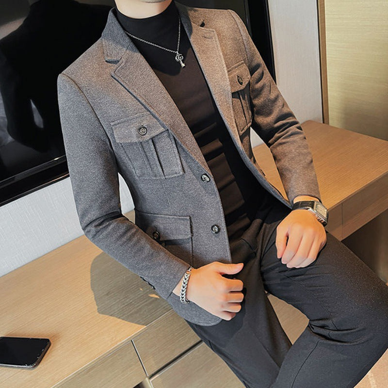 Woolen Suit Men's Single-breasted Suit Jacket Woolen Suit Men's Single-breasted Suit Jacket