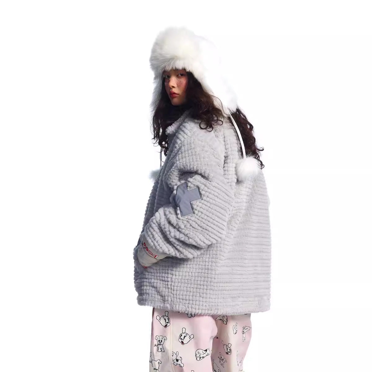 Vintage Cotton-padded Jacket Men's And Women's Winter Warm Thickened Design Imitation Rabbit Fur All-matching Vintage Cotton-padded Jacket Men's And Women's Winter Warm Thickened Design Imitation Rabbit Fur All-matching