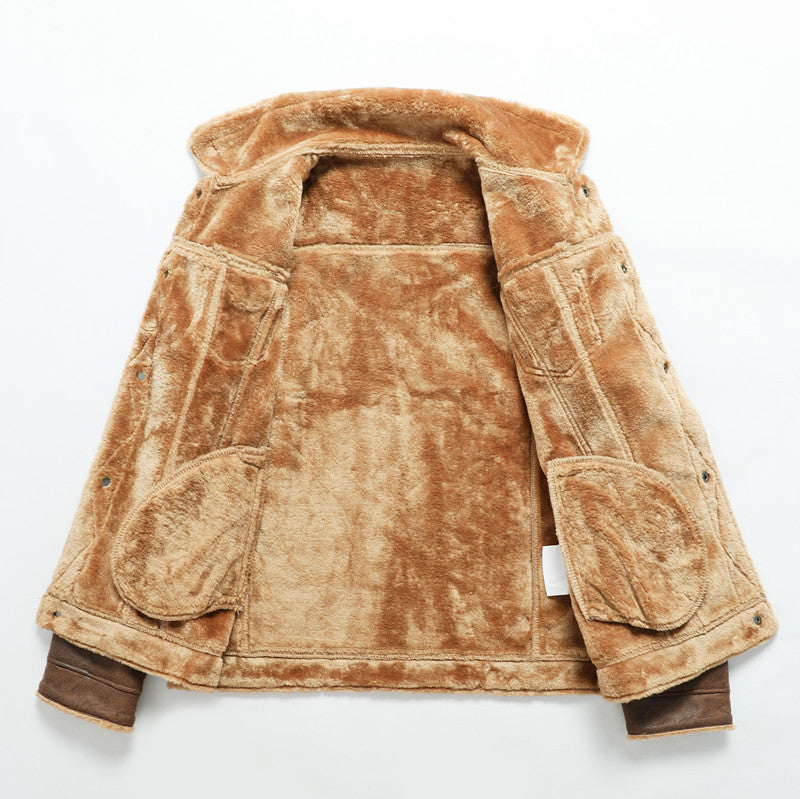Men's Autumn And Winter New Fur Korean Lapel Slim Fit Warm Coat Men's Autumn And Winter New Fur Korean Lapel Slim Fit Warm Coat