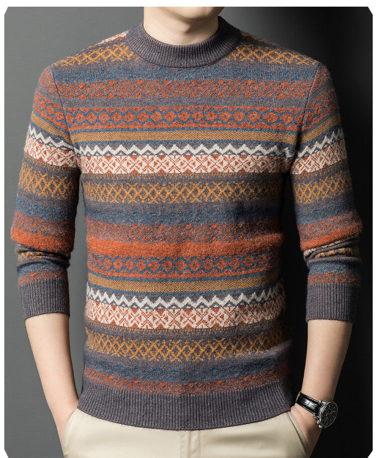 Men's Pullover Thickened Striped Sweaters Bottoming Shirt Men's Pullover Thickened Striped Sweaters Bottoming Shirt