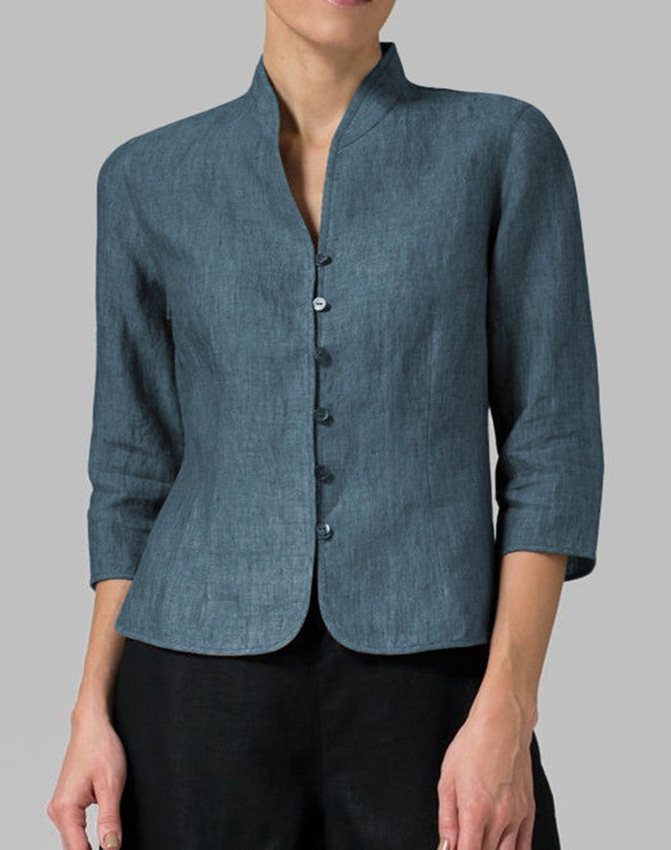 Cotton And Linen Short Women's Jackets Cotton And Linen Short Women's Jackets