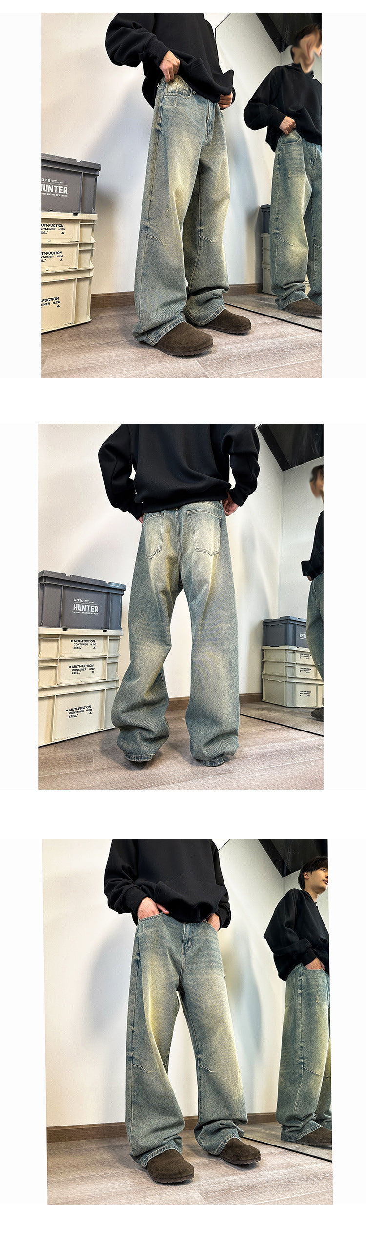 Jeans Men's Loose Straight Mop Pants Jeans Men's Loose Straight Mop Pants