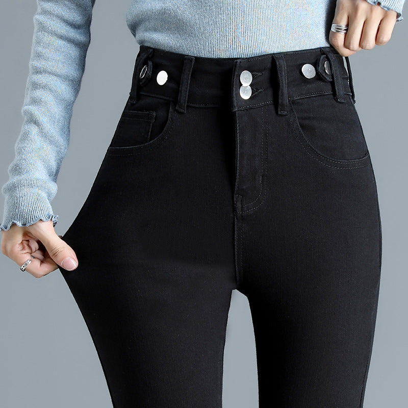 High Waist Stretch Jeans Tight And Warm Skinny Pants Women High Waist Stretch Jeans Tight And Warm Skinny Pants Women