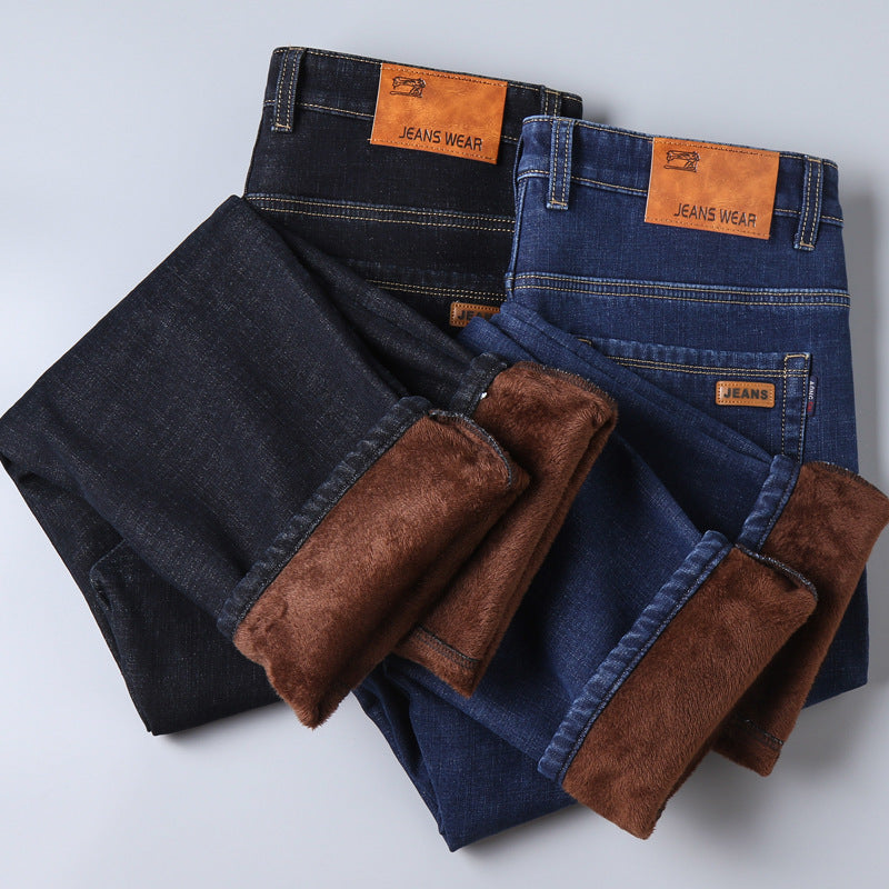 Thickened Plush Jeans Keep Men Warm In Winter Thickened Plush Jeans Keep Men Warm In Winter