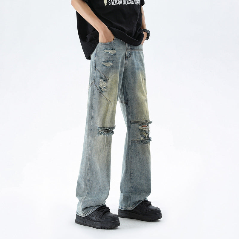 Men's Summer Fashion Brand Distressed Bootcut Pants Men's Summer Fashion Brand Distressed Bootcut Pants