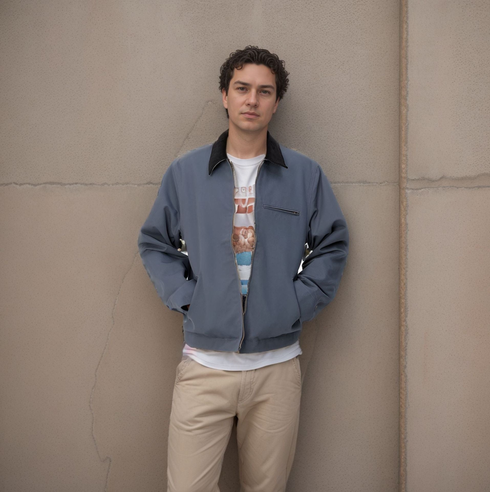 Men's Color Matching Lapel Zipper Jacket Men's Color Matching Lapel Zipper Jacket