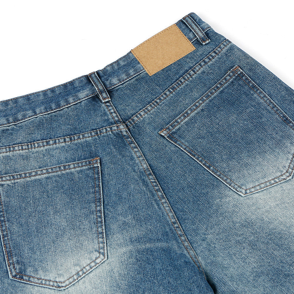 Washed Gradient Wide-leg Jeans Vintage Men's Clothing Washed Gradient Wide-leg Jeans Vintage Men's Clothing