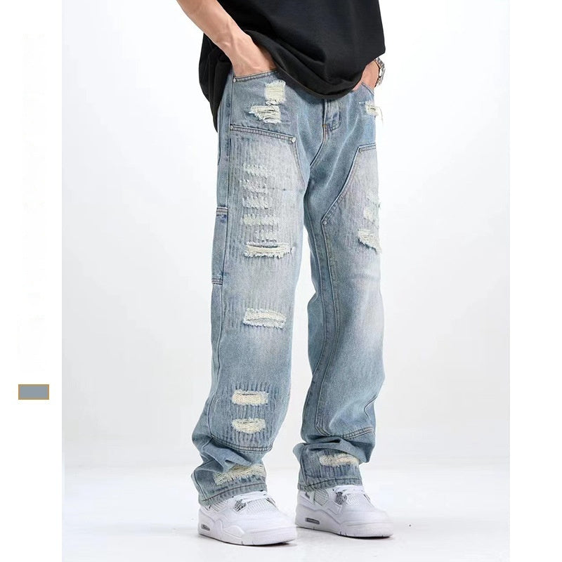 Washed And Frayed Craft Ripped Jeans For Men Washed And Frayed Craft Ripped Jeans For Men