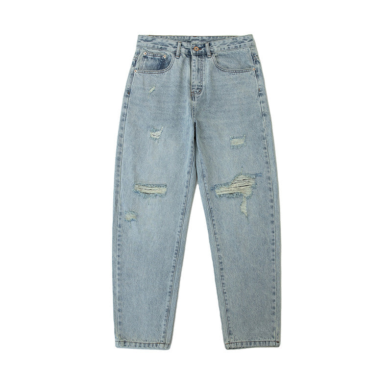 American Retro Washed Ripped Jeans For Men American Retro Washed Ripped Jeans For Men