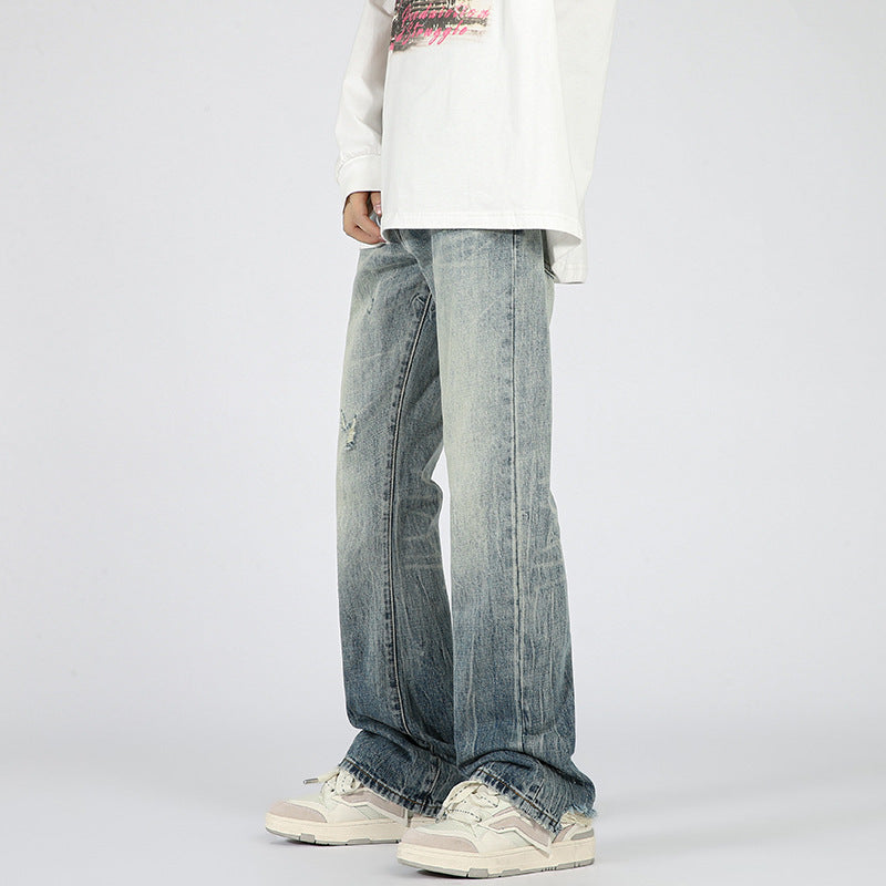 Men's American Water Washed Hole Bootcut Trousers Men's American Water Washed Hole Bootcut Trousers