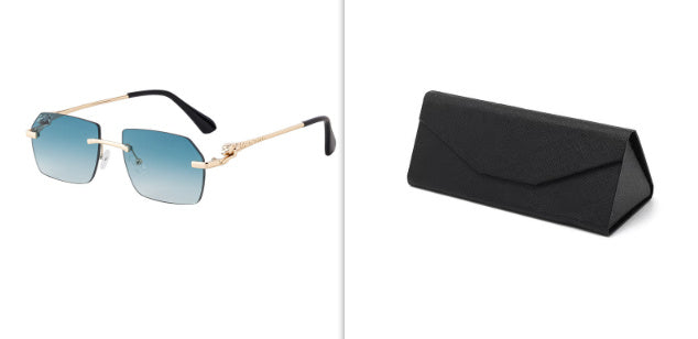 Frameless Trimming Leopard Temple Men Retro Square Frame Driving Sunglasses Frameless Trimming Leopard Temple Men Retro Square Frame Driving Sunglasses