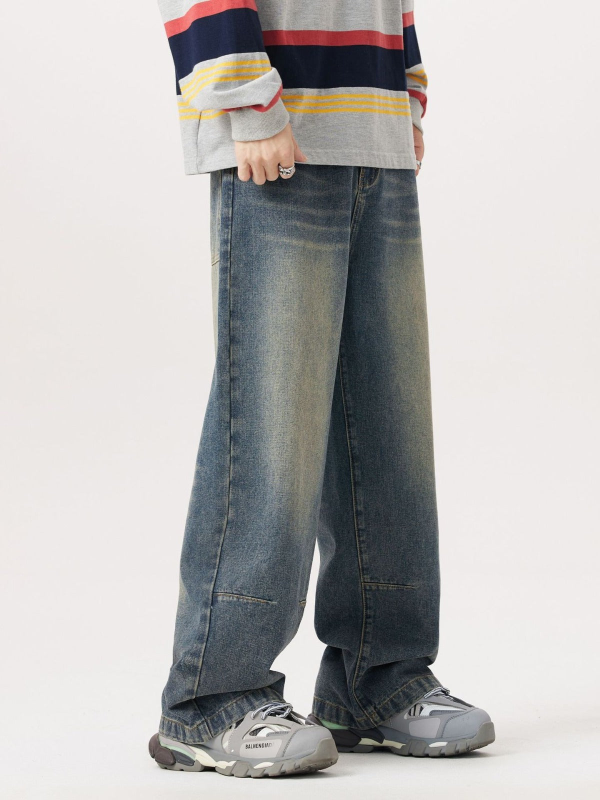 Fashion Personality Retro Washed Worn Jeans Men Fashion Personality Retro Washed Worn Jeans Men