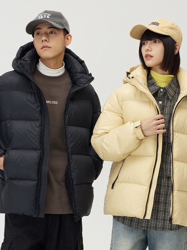 Down Jacket Thickened Couple Winter New Windproof Coat Solid Color Hooded Down Jacket Thickened Couple Winter New Windproof Coat Solid Color Hooded