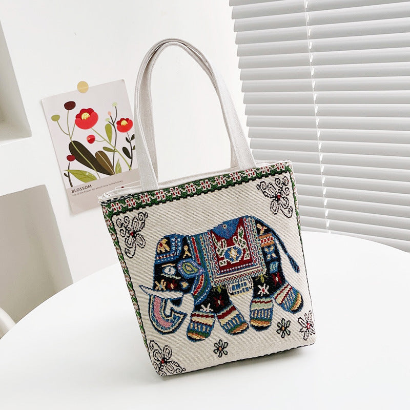 Small Retro Embroidered Canvas Handbag Small Retro Embroidered Canvas Handbag